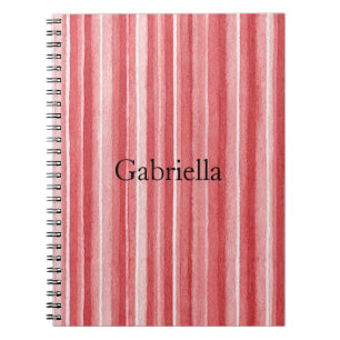 Red White Blush Pink Stripes   Notebook