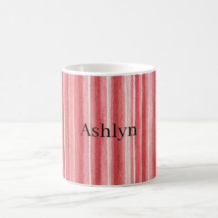 Red White Blush Pink Stripes Valentine's Day Coffee Mug