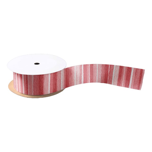 Red White Blush Pink Stripes Valentine's Day Satin Ribbon (Spool)