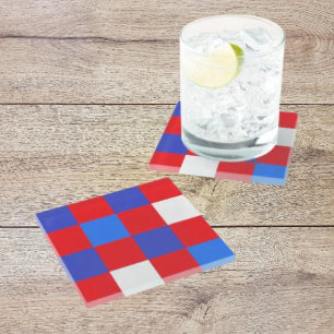 Red, White & Bold – Patriotic Independence Day Glass Coaster