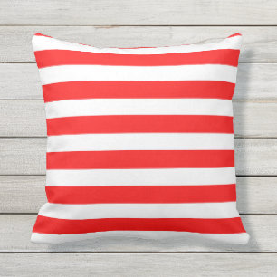 Red & White Bold Stripes Outdoor Pillow 16x16