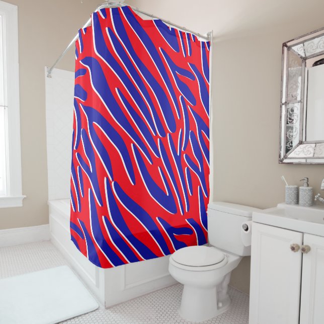 Red, White & Bold | Tiger Stripe Shower Curtain (In Situ)