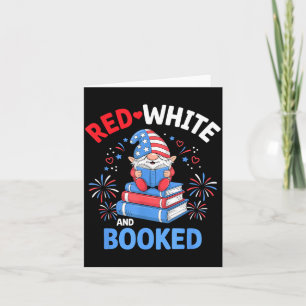 Red White Booked Patriotic Reader American Flag Card