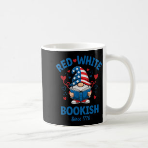 Red White Bookish Patriotic Reading Gnome Coffee Mug