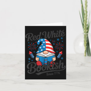 Red White Bookish Since 1776 Gnome Reader Card