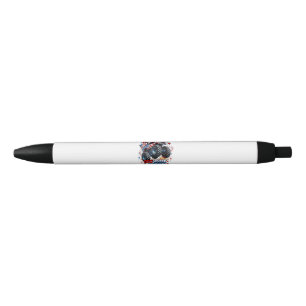 Red White Boom Monster Truck Black Ink Pen