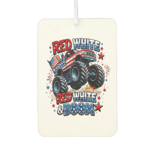 Red White Boom Monster Truck Car Air Freshener