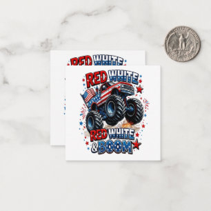 Red White Boom Monster Truck Card