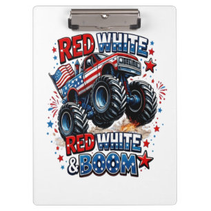 Red White Boom Monster Truck Clipboard