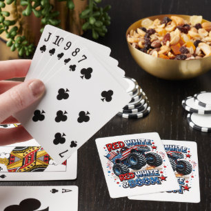 Red White Boom Monster Truck Playing Cards