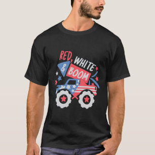 Red White Boom Truck With Usa Flag 4Th Of July Ind T-Shirt