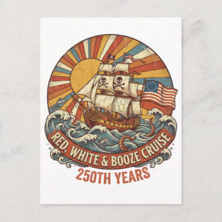 Red White & Booze Cruise 250th Years Announcement Postcard
