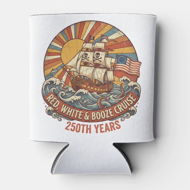 Red White & Booze Cruise 250th Years Can Cooler (Front)