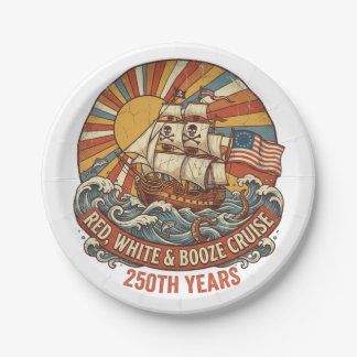 Red White & Booze Cruise 250th Years Paper Plate