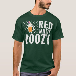 Red White Boozy Beer Drinking American Flag T-Shirt