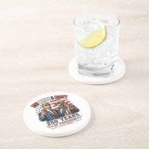 Red White Boozy Trump George Washington 250 Coaster