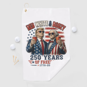 Red White Boozy Trump George Washington 250 Golf Towel