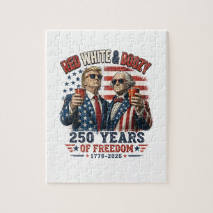 Red White Boozy Trump George Washington 250 Jigsaw Puzzle
