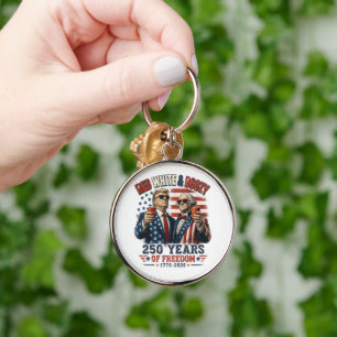 Red White Boozy Trump George Washington 250 Key Ring