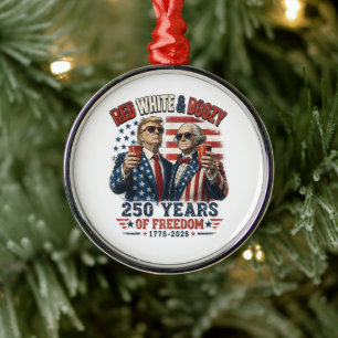 Red White Boozy Trump George Washington 250 Metal Ornament