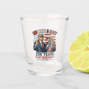 Red White Boozy Trump George Washington 250 Shot Glass