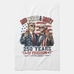 Red White Boozy Trump George Washington 250 Tea Towel