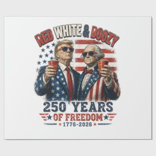 Red White Boozy Trump George Washington 250 Wrapping Paper