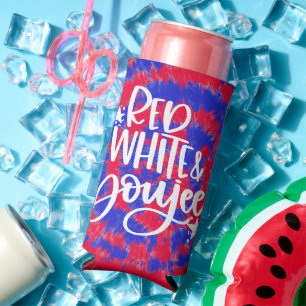 Red White Boujee 4th of July Tie Dye Bachelorette Seltzer Can Cooler