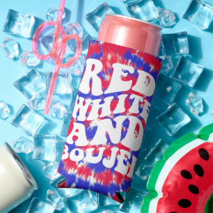 Red White Boujee America Tie Dye Bachelorette Seltzer Can Cooler