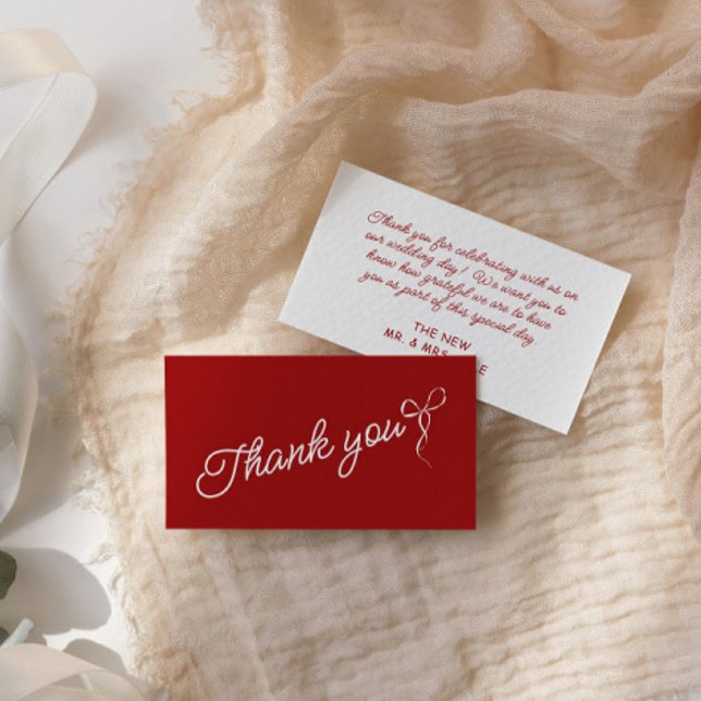 Red & White Bow Sketch Wedding Thank You Card (Red & White Bow Sketch Wedding Thank You Card)