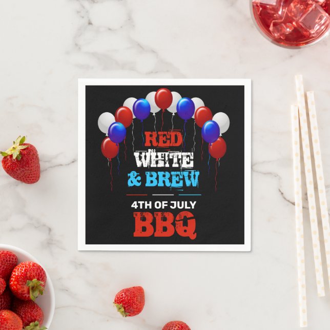 Red White & Brew 4th of July BBQ Party Napkin (Insitu)