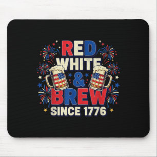 Red White Brew 4th Of July Funny Patriotic Mouse Pad
