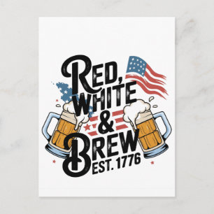 Red White & Brew Est 1776 4Th of July 250th USA Invitation Postcard