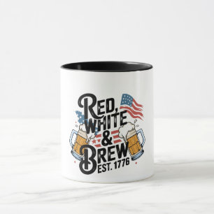 Red White & Brew Est 1776 4Th of July 250th USA  Mug
