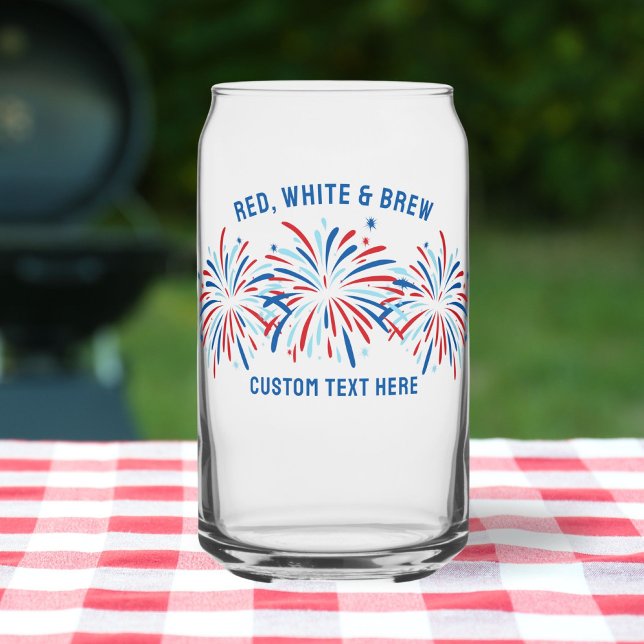 Red White & Brew Fireworks 4th Of July Beer Can Glass (Creator Uploaded)
