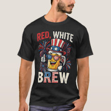 Red White Brew Funny Patriotic Biker T-Shirt