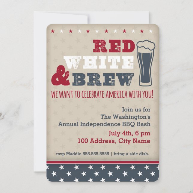 Red, White & Brew Invitation (Front)