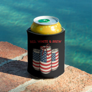 Red White & Brew Patriotic Beer Can Cooler USA 4