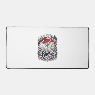 Red White & Brews Patriotic Beer Shirt Design_1 Desk Mat