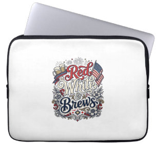 Red White & Brews Patriotic Beer Shirt Design_1 Laptop Sleeve