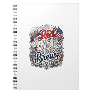 Red White & Brews Patriotic Beer Shirt Design_1 Notebook