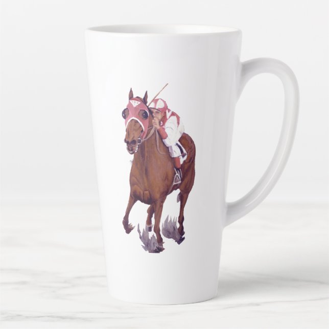 Red White Brown Champion Racehorse Prayer Latte Mug (Right)