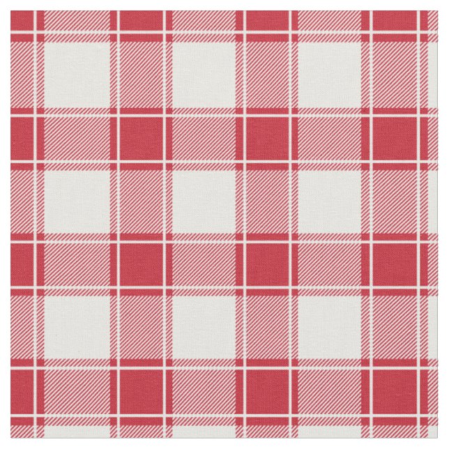 Red & White Buffalo Plaid Fabric (Close Up)