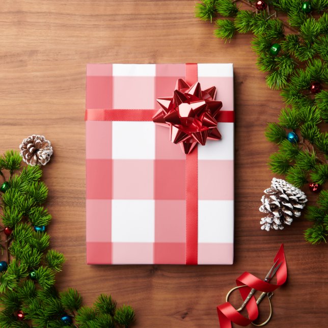 Red & White Buffalo Plaid Wrapping Paper (Holiday Gift)