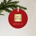 Red white business company logo metal tree decoration<br><div class="desc">A classic red background.  Personalise and add your business,  company logo and a text.  If you want the it without text,  use your back-space key to delete.</div>