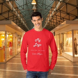 Red white business logo name signature T-Shirt