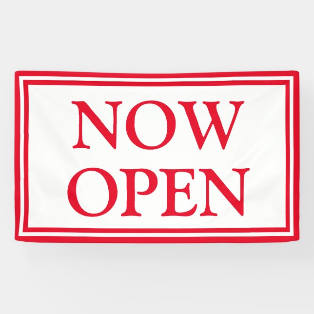 Red White Business Now Open Banner (Horizontal)