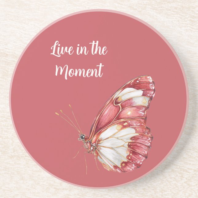Red White Butterfly Coaster (Front)