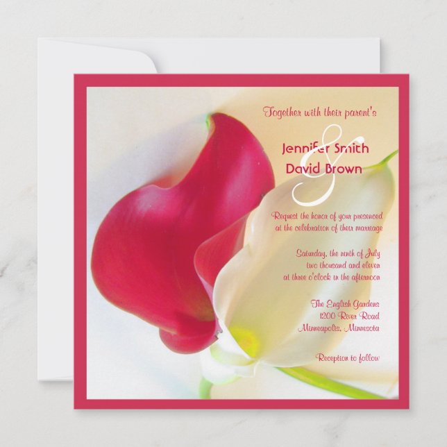 Red & White Calla Lily Wedding Invitation (Front)