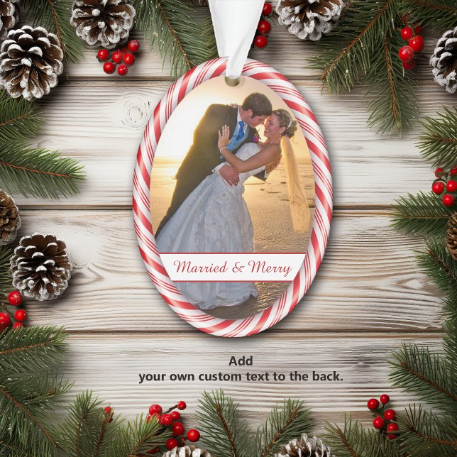 Red White Candy Cane Frame Photo Template Ornament (Creator Uploaded)